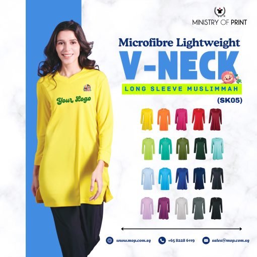 Female Microfibre Eyelet V-Neck Long Sleeve Muslimmah (SK05)
