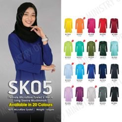 Female Microfibre Eyelet V-Neck Long Sleeve Muslimmah (SK05)