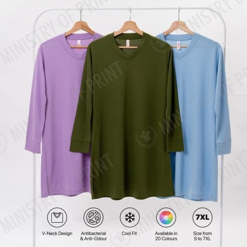 Female Microfibre Eyelet V-Neck Long Sleeve Muslimmah (SK05)