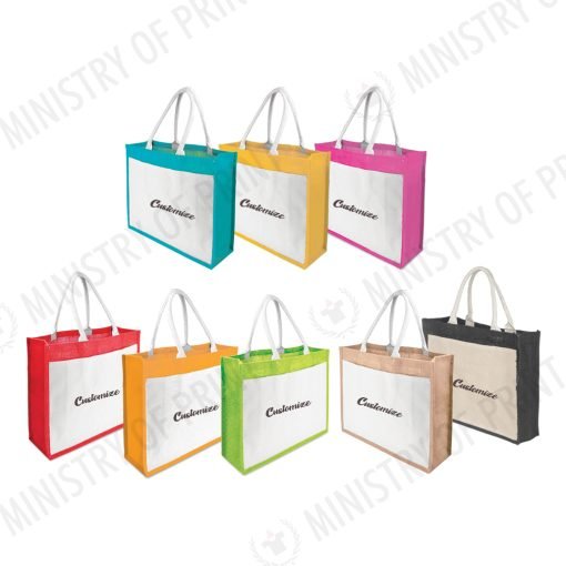 Jute Bag with Canvas Compartment (B0442)