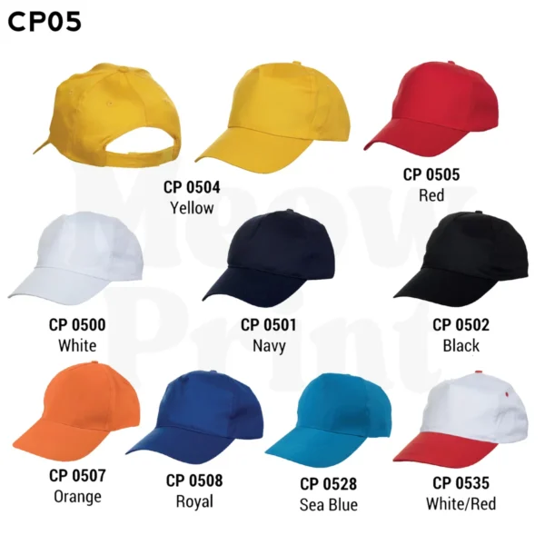 CP05 5-panel Polyester Baseball Cap (Velcro Strap)